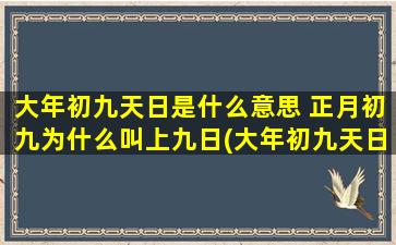 大年初九天日是什么意思 正月初九为什么叫上九日(大年初九天日的来历与意义，正月初九为何称为上九日中心)